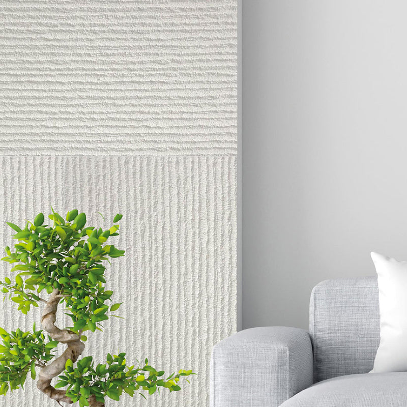 Set 12 Pannelli Decorativi Area 8,6 mq 120x60x2,5 cm Rivestimento Murale Effetto Pietra Graffiata 3D in PU Bianco Alabastro