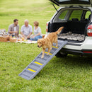 Rampa Pieghevole per Cani per Auto e Letti Alti a 10 Gradini 154x40x7,5 cm con Strisce e Tappetini Antiscivolo in PP e TPR Grigio      