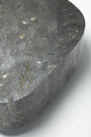 Tavolino da Salotto 52x100xH28 cm in Pietra fossile Trapezio Grigio