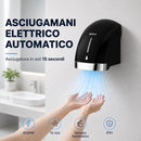 Asciugamani Elettrico da Parete 2000 W 24x24x21 cm con Fotocellula e Asciugatura in 15 Secondi in ABS Nero      