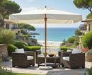 Ombrellone da Giardino 3x3 m Palo Ø48 mm in Legno Vorghini De Lux Ecrù