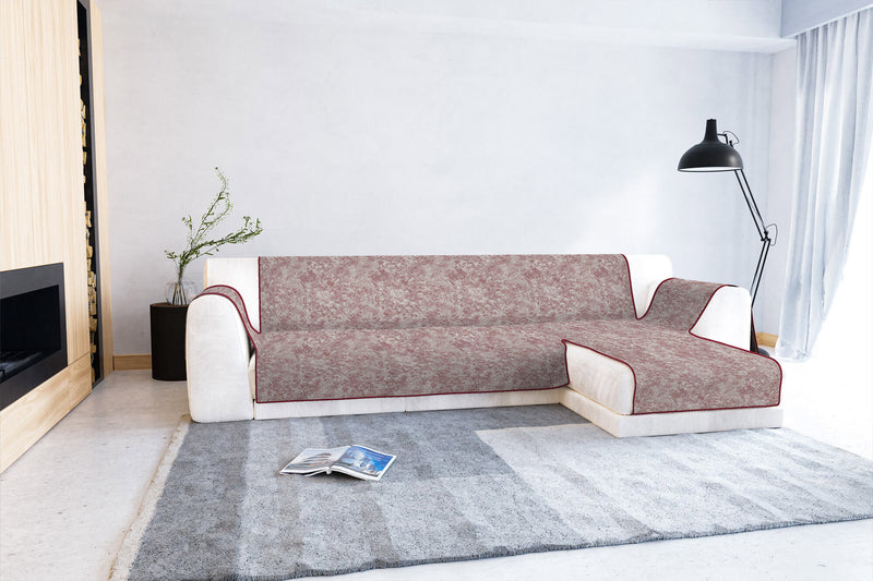 Copridivano con Penisola Destra in Poliestere e Cotone Bordeaux Varie Misure