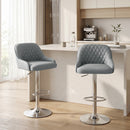 Set 2 Sgabelli da Bar con Schienale 47x52x86-108A cm Girevoli e Regolabili in Finta Pelle Grigio Chiaro      