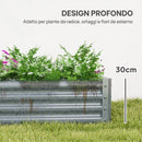 Letto per Orto Rialzato 180x90x30 cm in Acciaio Galvanizzato Argento      