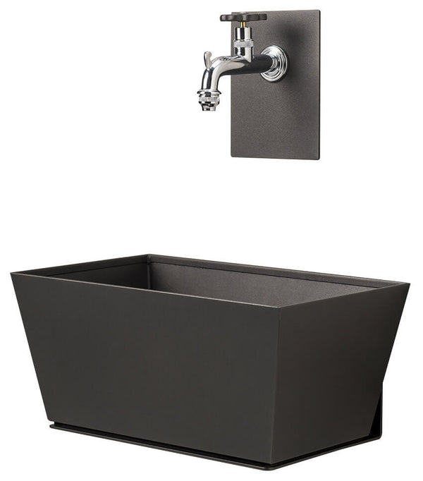 Garten Wandbrunnen mit Wasserhahn und Belfer 42/PRQ Anthrazit Wanne sconto