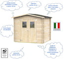 Casetta Box da Giardino per Attrezzi 248x198 cm con Porta Doppia Finestrata in Legno Naturale