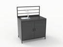 Modulo Componibile Lavello Ompagrill con Rubinetto in Acciaio Inox 100x61,5x130 cm con Piano di Lavoro e Armadietto in Alluminio Verniciato Nero
