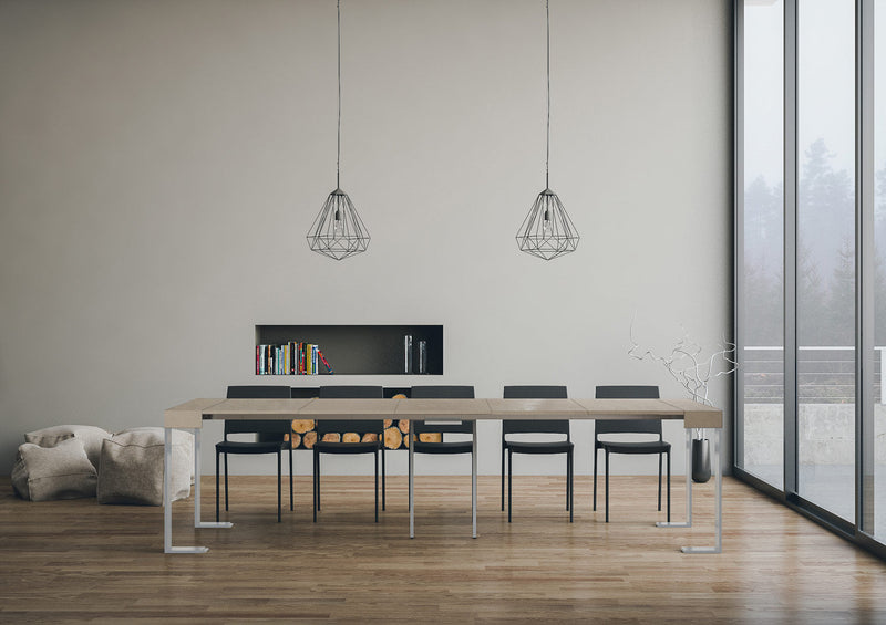 Consolle Allungabile 90-300x40x77 cm Tecno Cashmere Telaio Bianco 