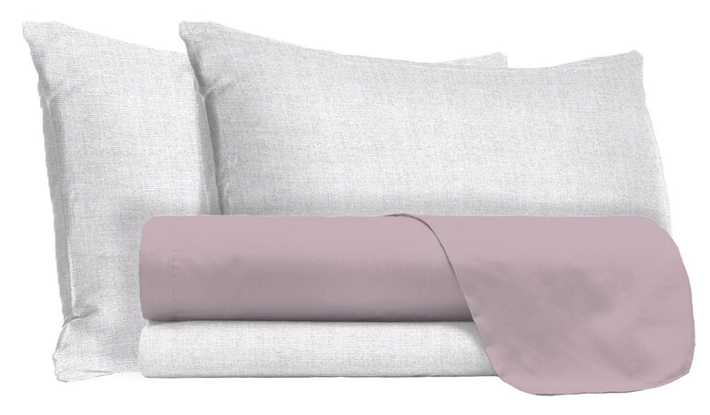 Set Lenzuola Sopra Sotto e Federe in Cotone Rosa Antico Varie Misure