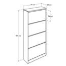 Scarpiera latte 73x157x26 cm con 4 scomparti