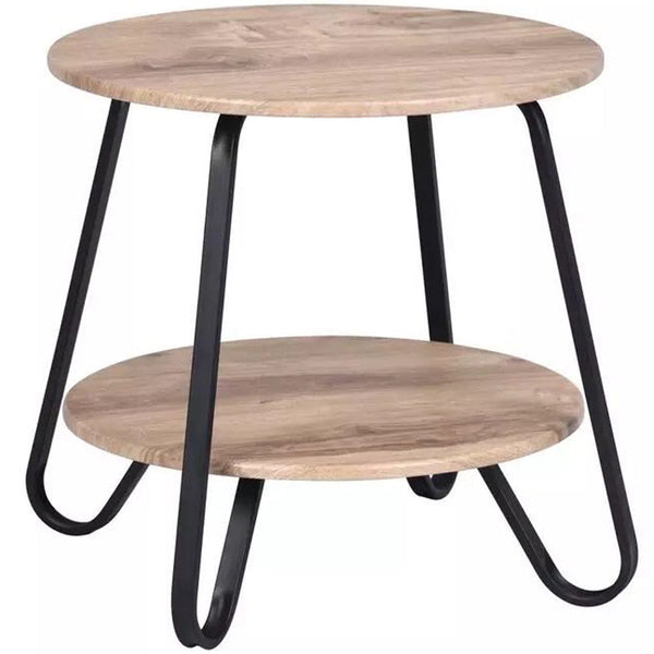 sconto Tavolino Tavolo Moderno Design Rotondo Struttura Nera Piano Tortora Salvaspazio