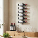 Portabottiglie da Parete 27x10x71 cm per 6 Bottiglie di Vino in Acciaio Nero      