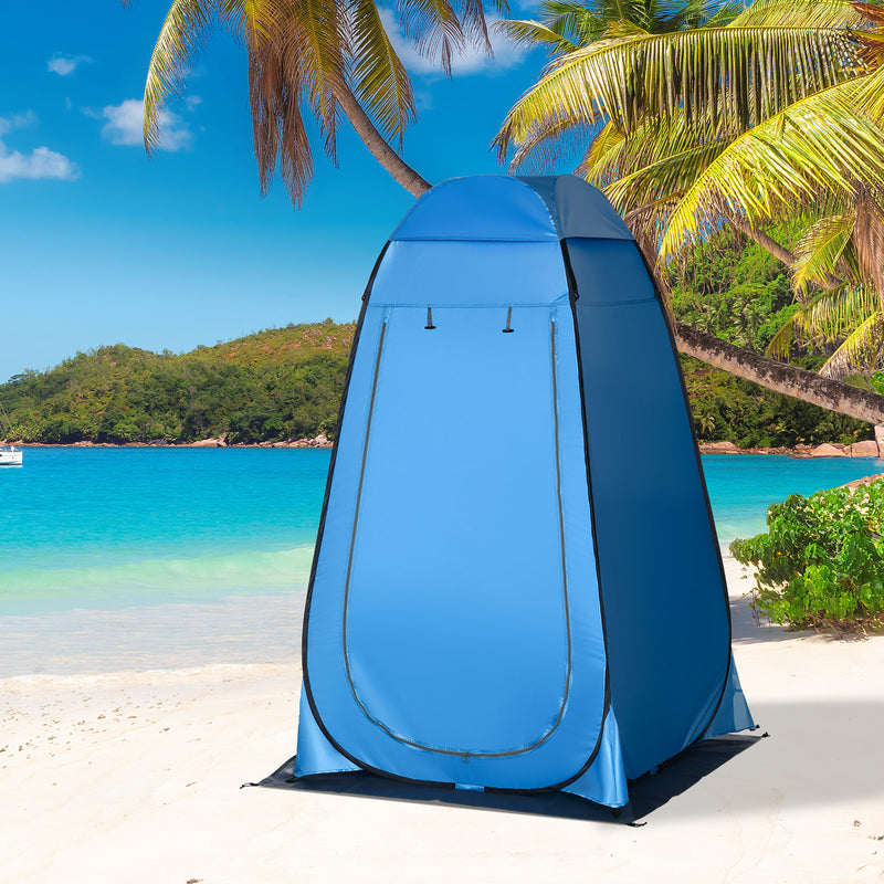Tenda da Doccia Pop Up Impermeabile 126x124x189 cm con Porta a Cerniera Blu   