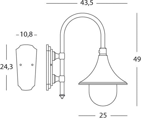 Lampada Applique in Basso Colore Ruggine per Esterno Linea Deluxe Livos