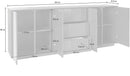 Credenza 4 Ante + 3 Cassetti 220,1x41,4x86 cm Bloom Grigio Antracite Laccato Lucido