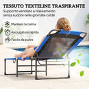 Lettino Sdraio Pieghevole, Schienale Regolabile 4 Posizioni, Maniglia Trasporto, Colore Blu.      