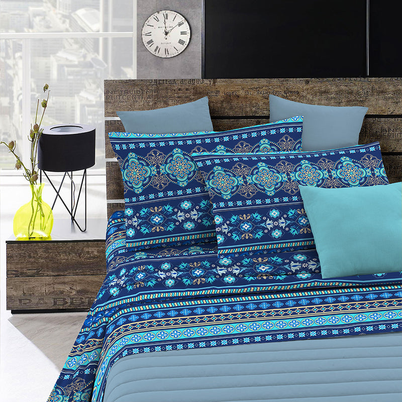 Set lenzuola stampa sopra Sotto e Federe Greca Singolo/