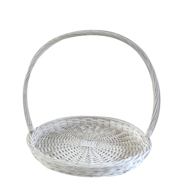 online Set 2 Cesti Rotondi Piatti in Vimini con Manico Larghezza 50 cm