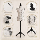 Manichino Sartoriale Femminile con 50 Spilli Modello Paris Sartoria Donna in Schiuma PE Bianco e Nero     