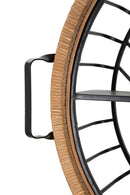 Mensola Rotonda da Parete 72,5x18x65 cm in Metallo e Rattan