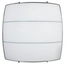 Plafoniera 2xE27 Ganci Cromo Vetro Lastra Serigrafato Bianco 2 Righe E-Energy Luce