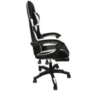 Sedia da Gaming Ergonomica con Poggiapiedi e Cuscini in PVC Bianco e Nero      
