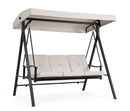 Dondolo da Giardino 3 Posti Schienale Ribaltabile con Cuscini 185x110x163h cm in Acciaio e Poliestere Taurus Grigio Chiaro