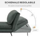 Poltrona Letto Singolo Trasformabile 82x89x83 cm in Legno e Acciaio Tessuto Velluto a Coste Verde
