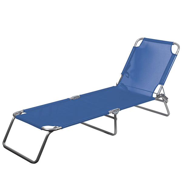 Lettino Mare Richiudibile 190x58x27 cm Struttura in Alluminio e Copertura in PVC e Poliestere Blu Viareggio online