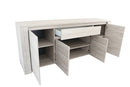 Credenza Mobile da Salotto Top in Pietra 4 Porte 1 Cassetto 84x210x51cm TFT  Elba Quercia e Pietra Scura