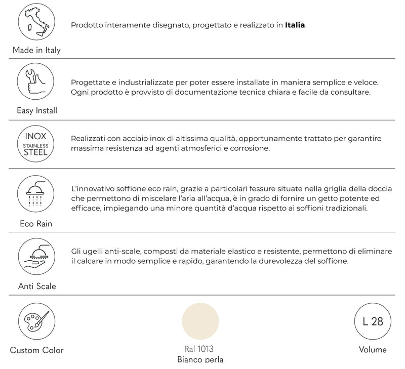 Doccia Solare da Giardino 28L Miscelatore e Lavapiedi Tevere B Bianco Perla