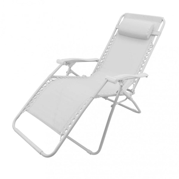 online Zero Gravity Reclining Folding Liegestuhl 88x65x110 h cm in weißem Textilene