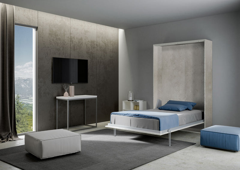 Letto Matrimoniale Francese a Scomparsa Salvaspazio Kentaro H210,5 Cashmere Grigio