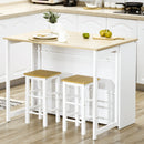 Isola da Cucina con Piano a Ribalta 116x79,5x91 cm in MDF Bianco e Legno Naturale