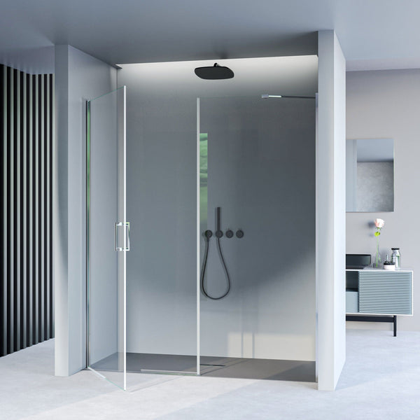 Porta Parete Doccia 1 anta Battente  in Cristallo trasparente 6mm H195 Bonussi Selma Varie Misure online