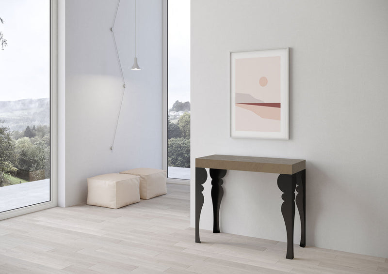 Consolle Allungabile 90-196x40x77 cm Paxon Small Tortora Telaio Antracite 