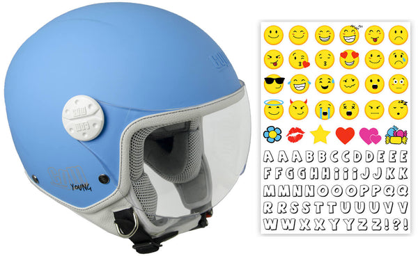 sconto Demi-Jet-Helm für Kinder CGM Havana Smile 205S Undurchsichtiges hellblaues konturiertes Visier
