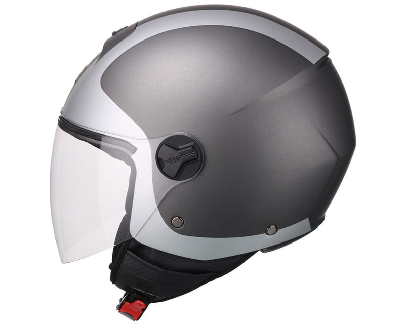 Casco Demi-Jet per Scooter Visiera Lunga CGM Positano 107V Titanium Opaco Varie Misure