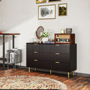 Cassettiera 6 Cassetti Moderna 120x40x76,5 cm con Maniglie Dorate in MDF e Truciolato Nero      