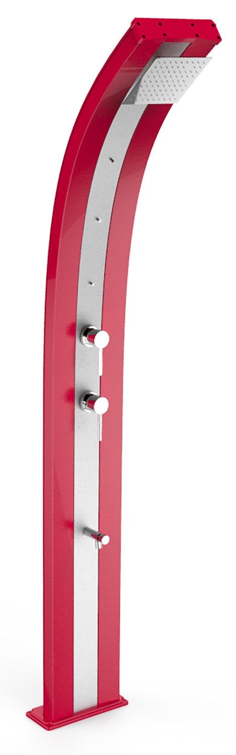 sconto Doccia Solare da Giardino 40L Miscelatore Nebulizzatore e Lavapiedi Arkema Dada Fascia Inox Cherry