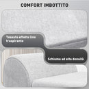 Panca Contenitore Fondo Letto con Braccioli 132x42x50 cm Vano da 53,8L in Tessuto Grigio  