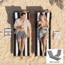 Set 2 Cuscini per Sedie da Esterno 183x54x6,5 cm con 6 Lacci di Fissaggio in Cotone Nero e Bianco      