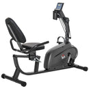 Cyclette Orizzontale Magnetica 8 Resistenze Display LCD Sedile Regolabile ed Elastici per Braccia Nero   