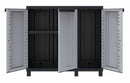 Armadio Modulare da Esterno 102x39x91,5 cm 3 Ante 1 Ripiano in Polipropilene Twist Grigio e Nero