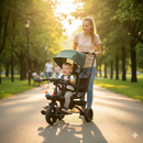 Triciclo My Way Passeggino  per Bambini 105,5x52x99 cm Pieghevole Seggiolino Girevole Verde