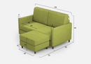 Divano 2 Posti con Pouf 138x155x85 cm Karay in Tessuto Verde