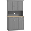 Mobile Cucina Credenza Country 101x39x180cm con Mensole Regolabili in MDF Grigio      