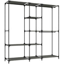 Armadio Aperto Salvaspazio 182x43x182 cm con 3 Barre Appendiabiti 5 Ripiani Struttura in Acciaio Nero      