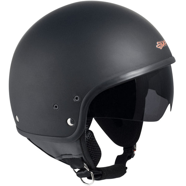 Demi-Jet Helm für Scooter Ska-P 1 NH Slim einziehbare Brille schwarz gummiert sconto