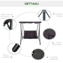 Dondolo 2 Posti da Giardino 160x117x173 cm in Acciaio e Poliestere Grigio